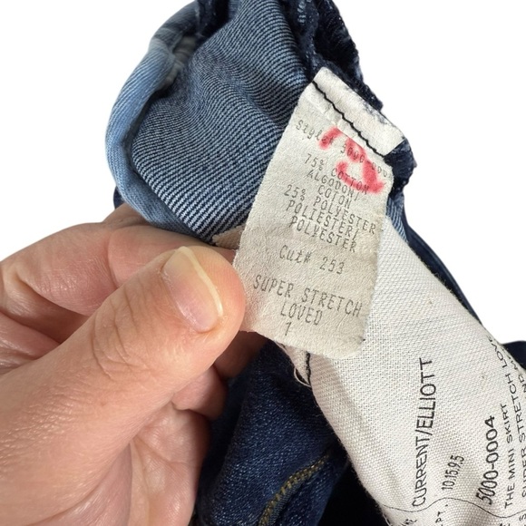 VINTAGE Y2K Current/Elliott Low Rise Denim Mini Skirt in Blue Size S (1) - Picture 8 of 10